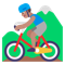 Man Mountain Biking- Medium Skin Tone emoji on Microsoft